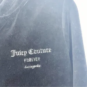 JUICY COUTURE x FOREVER 21 Black Velvet Velour 2 Piece Track Suit, Size Medium thumbnail 4