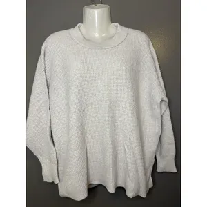 Aerie Sweater Womens XS Gray Waffle Knit Crewneck Pullover Cozy Relaxed Fit thumbnail 2