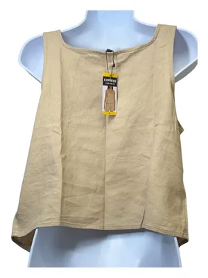 Express Summer-Blend Linen Square Neck‎ Tank Cream Size Medium NWT thumbnail 3