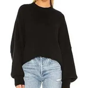 Free People Womens Sweater XS Black Ottoman Slouchy Tunic Ribbed Mock Neck New thumbnail 2