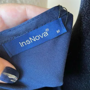 InsNova Womens Dress M‎ Cold Shoulder Navy Blue Cocktail Party Skater Solid NEW thumbnail 6