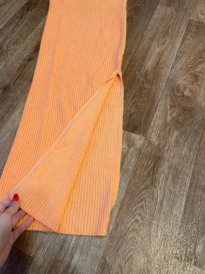 Princess Polly Orange Ribbed Slit Midi Skirt thumbnail 3