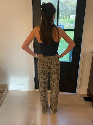 Zara Leopard Print Straight Leg Jeans thumbnail 6