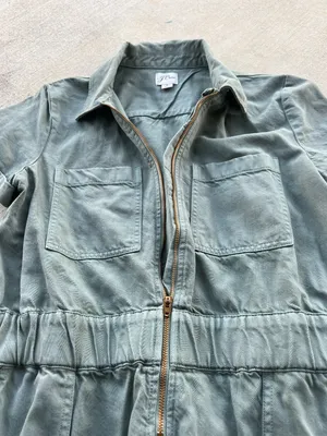 J.Crew Utility Shirt Dress‎ Size 8 Green Zip Front thumbnail 14
