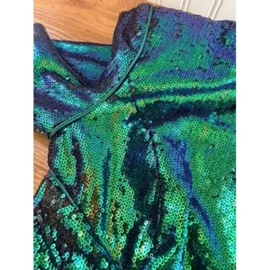 House of CB Cristobal Iridescent Sequin Mini Dress Green Blue Medium thumbnail 15
