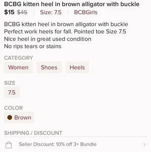 BCBGMAXAZRIA BCBG Girls Kitten Heels Size 7.5 Faux Alligator And Brown thumbnail 8