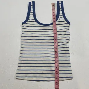Abercrombie & Fitch XS Striped Ribbed Tank Top Blue White Coastal thumbnail 6