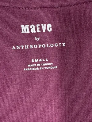 Anthropologie Maeve Maroon‎ Scoop Round Neck Long Sleeve Cropped Top thumbnail 3