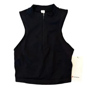 Lululemon Seamless Half Zip Training Tank Black Cropped Mock Neck Size 4 NEW thumbnail 3