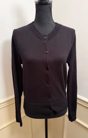 NWT Edikted Hollie Black Cotton Button Up Cardigan Sweater Minimalist Capsule thumbnail 1