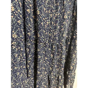 Bohme Navy Blue Floral Tiered Midi Dress Long Sleeve Smocked Cuffs Womens Size M thumbnail 5