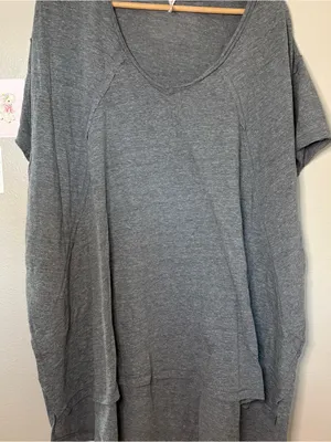 Free people oversized basic gray short sleeve tee shirt med boho hippie casual a thumbnail 4