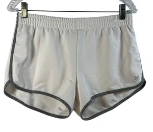 Forever‎ 21 Athletic Shorts White Grey Trim Dolphin Hem Women's Size L thumbnail 1