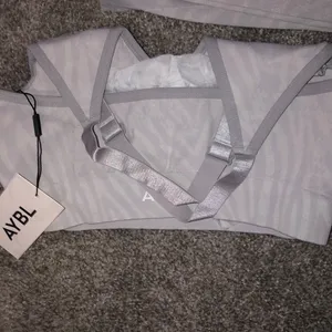 NWT AYBL light grey printed sports bra thumbnail 2