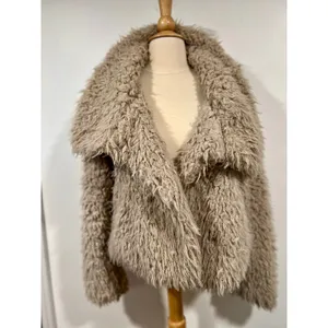 Zara Shaggy Faux Fur Jacket 70s Boho Penny Lane Style Beige M thumbnail 2