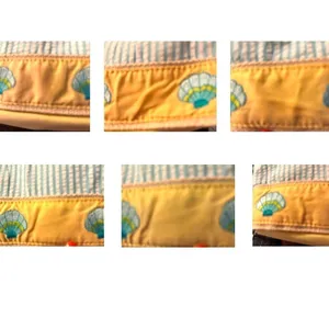 Quacker Factory Resort Blue White Seersucker Seashell Tote Bag Yellow Tr… thumbnail 7