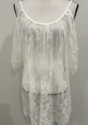 Lace Cover Shirt White Size XXL thumbnail 2