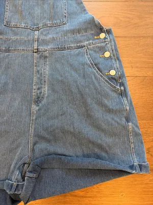 HALARA Flex Rolled Hem Washed Denim Casual Short Overalls Size XL - C45-061 thumbnail 8
