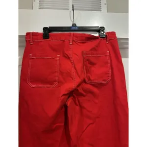 Women Straight Leg Stretch Jeans Size 16 Red Denim Mid Rise Game Day USA Preppy thumbnail 8
