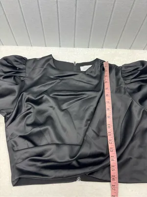 Anthropologie Mare Mare Satin Puff-Sleeve Top Black Draped Puff-Sleeve Blouse thumbnail 13