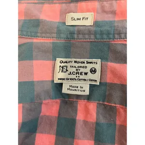 J.Crew Slim Fit Cotton Plaid Button Down Shirt Pink Gray Buffalo Check Medium thumbnail 3
