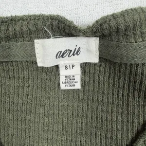 Aerie Waffle Knit Cropped Henley Tank Top Green Sleeveless Size Small thumbnail 2