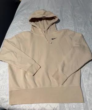 Nike sportswear club fleece Women oversized Beige Pullover Hoodie size S thumbnail 1
