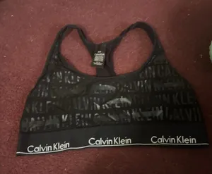 Calvin Klein Black Logo Racerback Sports Bralette thumbnail 1
