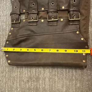 SisterParty Leather Cut Out Buckle Strapless Crop Top‎ Brown Medium NWT thumbnail 7