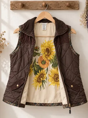 CAbi Chocolate Brown Quilted Sleeveless Vest thumbnail 3