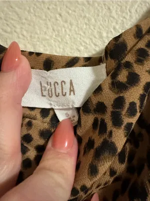 Lucca Tan and Black Leopard Square Neck Puff Sleeve Top thumbnail 2