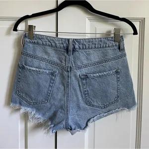 PacSun Blue High Waisted Denim Festival Shorts thumbnail 2