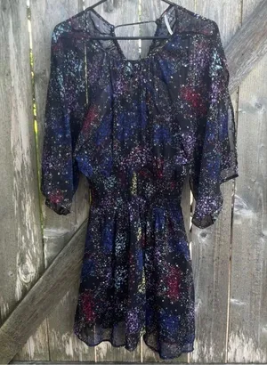 EUC Free People Anna Open Back Dress Black Floral Size Medium thumbnail 4