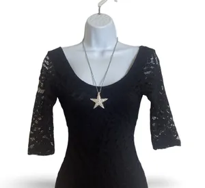 Large Crystal Star Pendant with Matching Chain Silver thumbnail 1