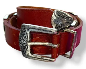 Vintage Latigo Leather Concho Belt Western Cowgirl Rodeo Ranch Brown‎ Size Large thumbnail 1