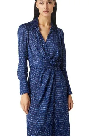Misa Los Angeles Valentina chiffon midnight Shibori print sheer dress size XS thumbnail 1