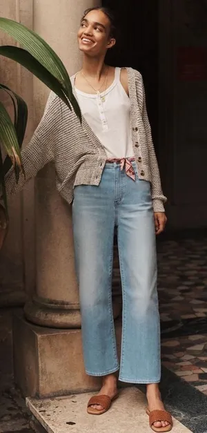 Madewell Wide-Leg Cropped Slim-Fit Jeans AN325 Size 30 thumbnail 1