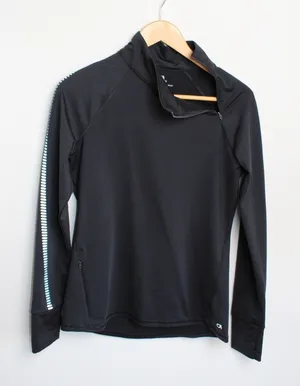 GapFit Women's Sz M Winterbrush Black Long Sleeve with Mock Zip Neck‎ thumbnail 1