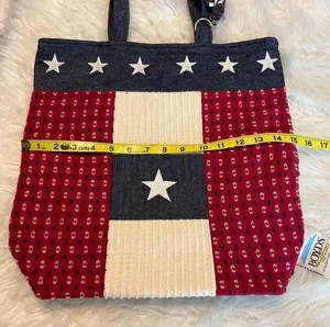 Vintage Boyds Home Collection Tote Bag Americana Patriotic Chambray Bear Stars thumbnail 8