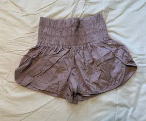 FP Movement by Free People Mauve High-Waist Smocked Athletic Shorts thumbnail 1