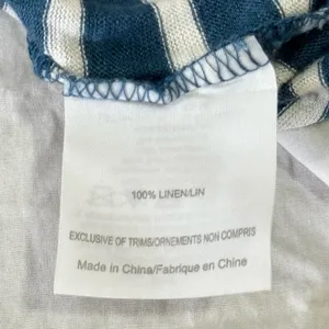 Tory Burch 100% Linen Stripe Minimalist Crew Neck Long‎ Sleeve Shirt Hem Medium thumbnail 8