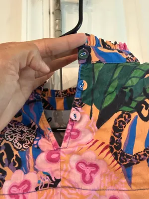 Alden Adair Floral Leopard Print Puff Sleeve Top M thumbnail 6