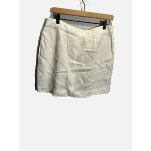 Polo Ralph Lauren Mini Skirt Womens 12 White 100% Linen Pleated Summer‎ Coastal thumbnail 6
