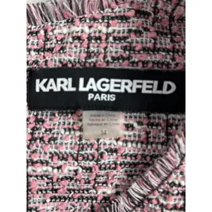Karl Lagerfeld Paris Pink Tweed Pocket Dress 14‎ Jewel Buttons Sleeveless thumbnail 5