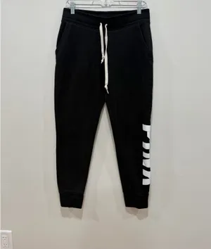 PINK Victoria’s Secret Black Jogger Sweatpants Cozy Lounge Athleisure Size Medium thumbnail 2