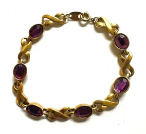 Vintage Avon purple and gold tone infinity link bracelet thumbnail 1