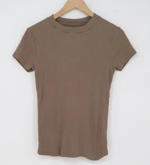 A New Day T-Shirt Womens Medium Brown Ribbed Short Sleeve Crew Neck Excellent thumbnail 1
