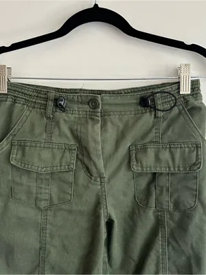 Brandy Melville Olive Green Cargo Pants Utility Straight Leg OS thumbnail 4