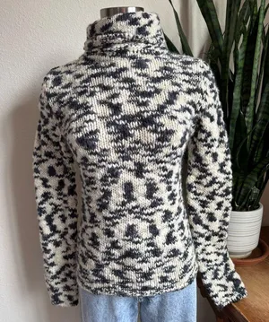 Vintage Y2K Wool Turtleneck Sweater Black White Knit Y2K Teacher small Gap‎ thumbnail 1