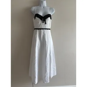 ASTR The Label‎ Lace Contrast Bustier Dress White Black M Medium Midi Cocktail thumbnail 3